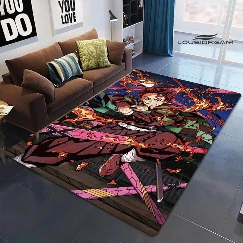Demon Slayer Printed Carpet for Living Room Decoration Japanese Anime Bedroom Area Rug Non-slip Home Bathroom Floor Mat