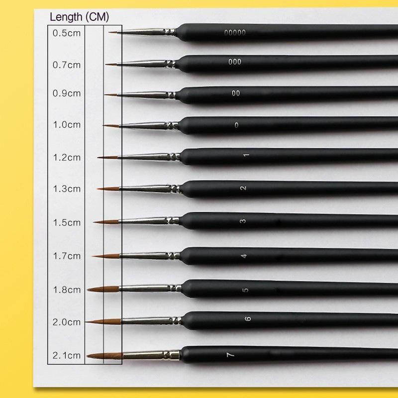 Borrence Miniature Hook Line Pen Art Paint Brushes 4/5/8/10/11pcs for Gouache Acrylic Watercolor Oil Paints Artists Hand Painted
