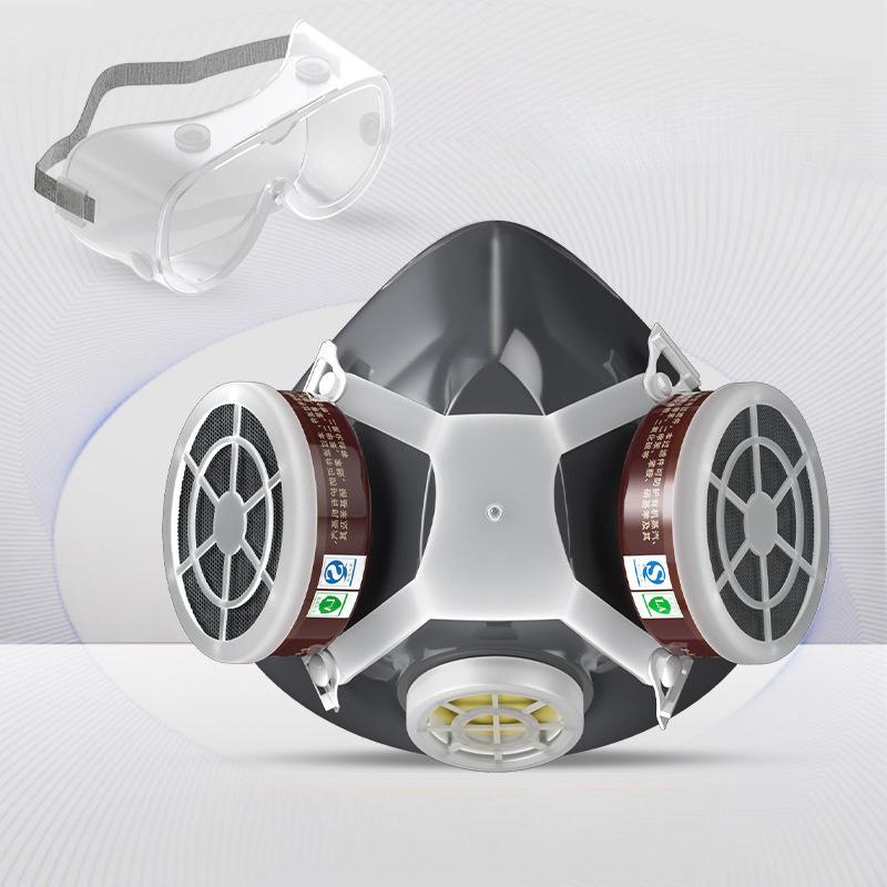 Painting Gas Mask Respirator Set Dual Charcoal Filters Spray Chemical Industry Pesticide Anti Fog Glasses Protective Masks