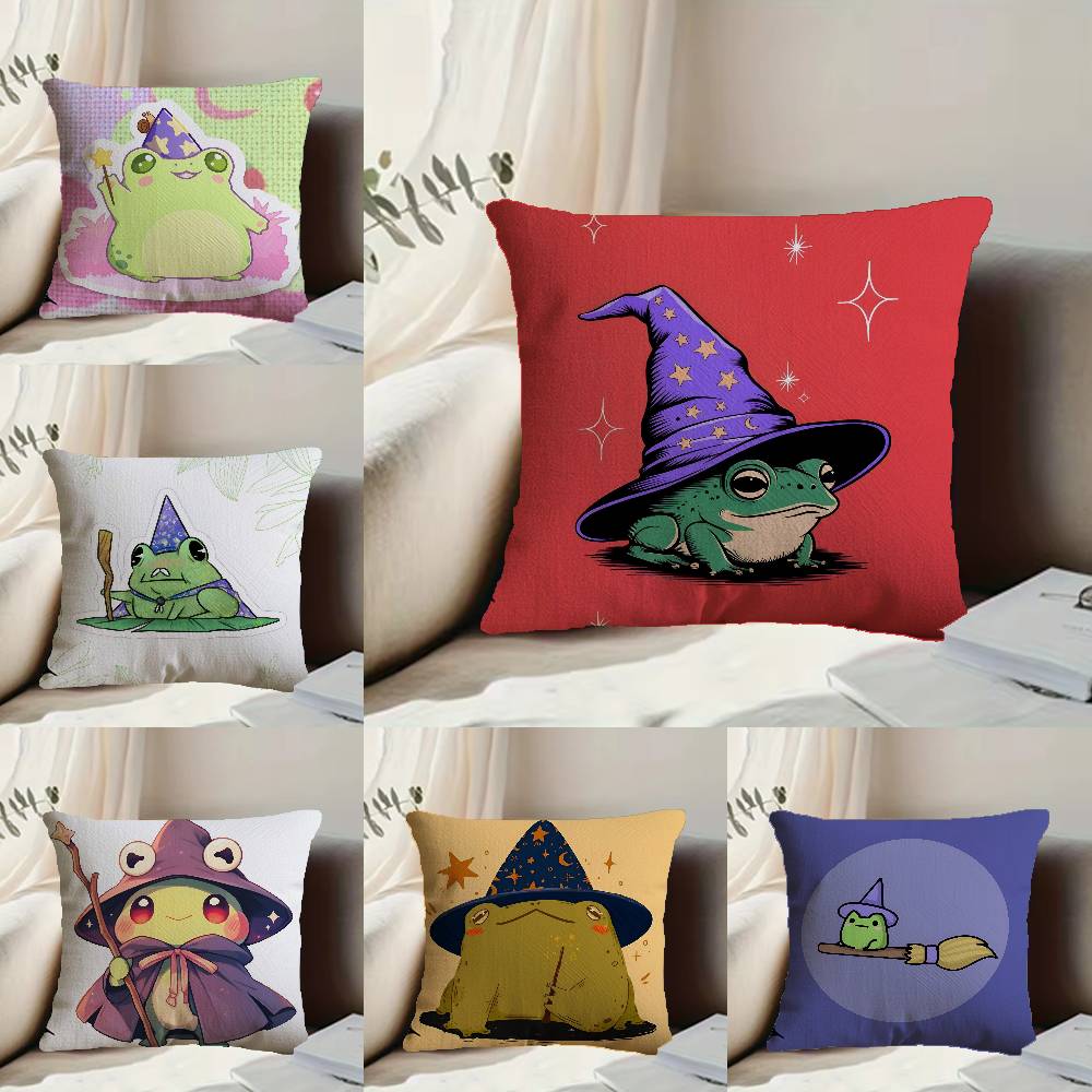 W-Wizard frog Anime Pillow Case Anti-dustmite Pillowcase Invisible zipper silky short plush Sofa cushion cover