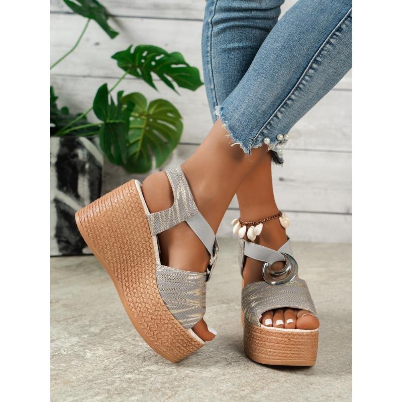 High Heel Big Size Sandalen Damen Slope Heel Dicker Boden Sandalen Fischmaul Casual Damen Sandalen