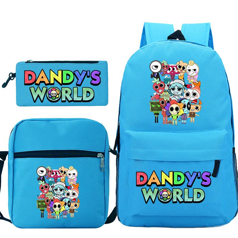 Neue Dandy-Welt Peripherie Druck Schultasche Student Lässige Federtasche Umhängetasche Dreiteiliges Set