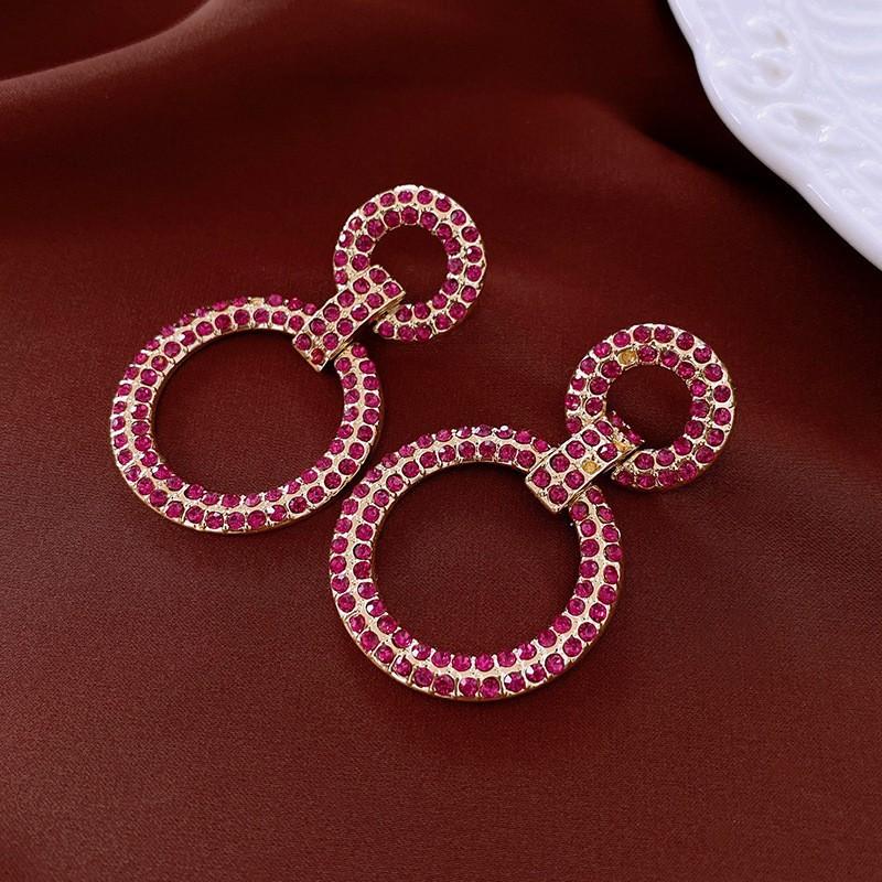 European and American Diamond-set Oval Earrings Retro Earrings Niche Light Luxury High-end Earrings Women