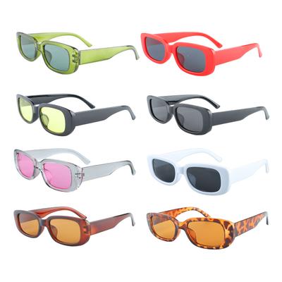 8Pcs Small Frame Vintage Sunglasses Casual Retro Style Rectangular Sunglasses for Men Women