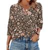 Bluză Casual de Damă cu Decolteu în V, Croială Largă, Mânecă 3/4, Imprimeu Floral, Detaliu cu Nasturi, Top Ușor pentru Purtare Zilnică
