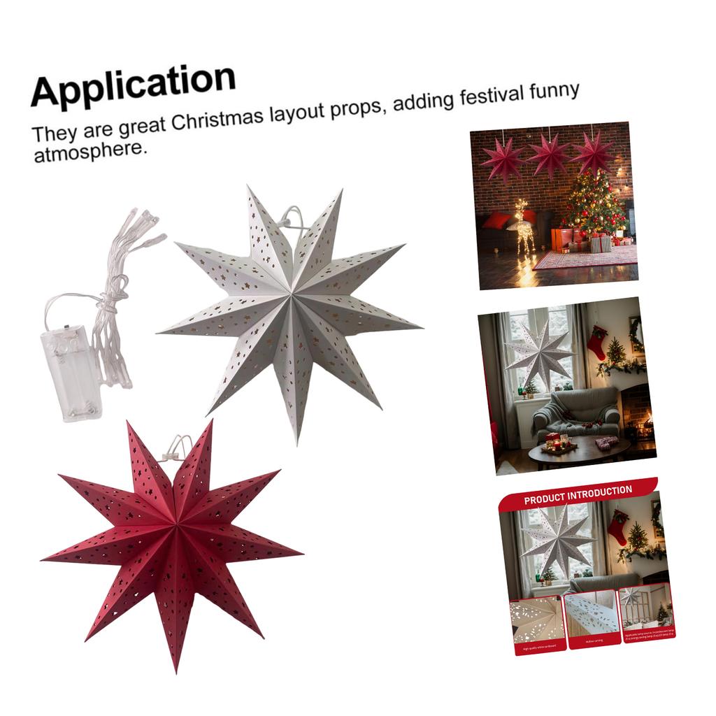 Ne Cornered Paper Star Shaped Lampshade Christmas Hanging Lamp Decoration