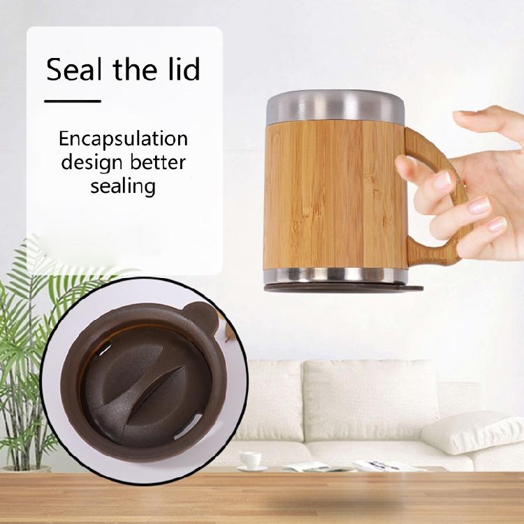 Bamboo Coffee Tea Cup Insulated Coffee Mug for Office Keeps Drinks Hot or Cold