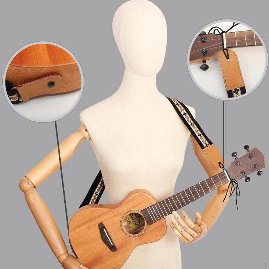Haftowany Pasek do Ukulele Tył Gitary Lekki Regulowany Pasek na Ramię do Strun