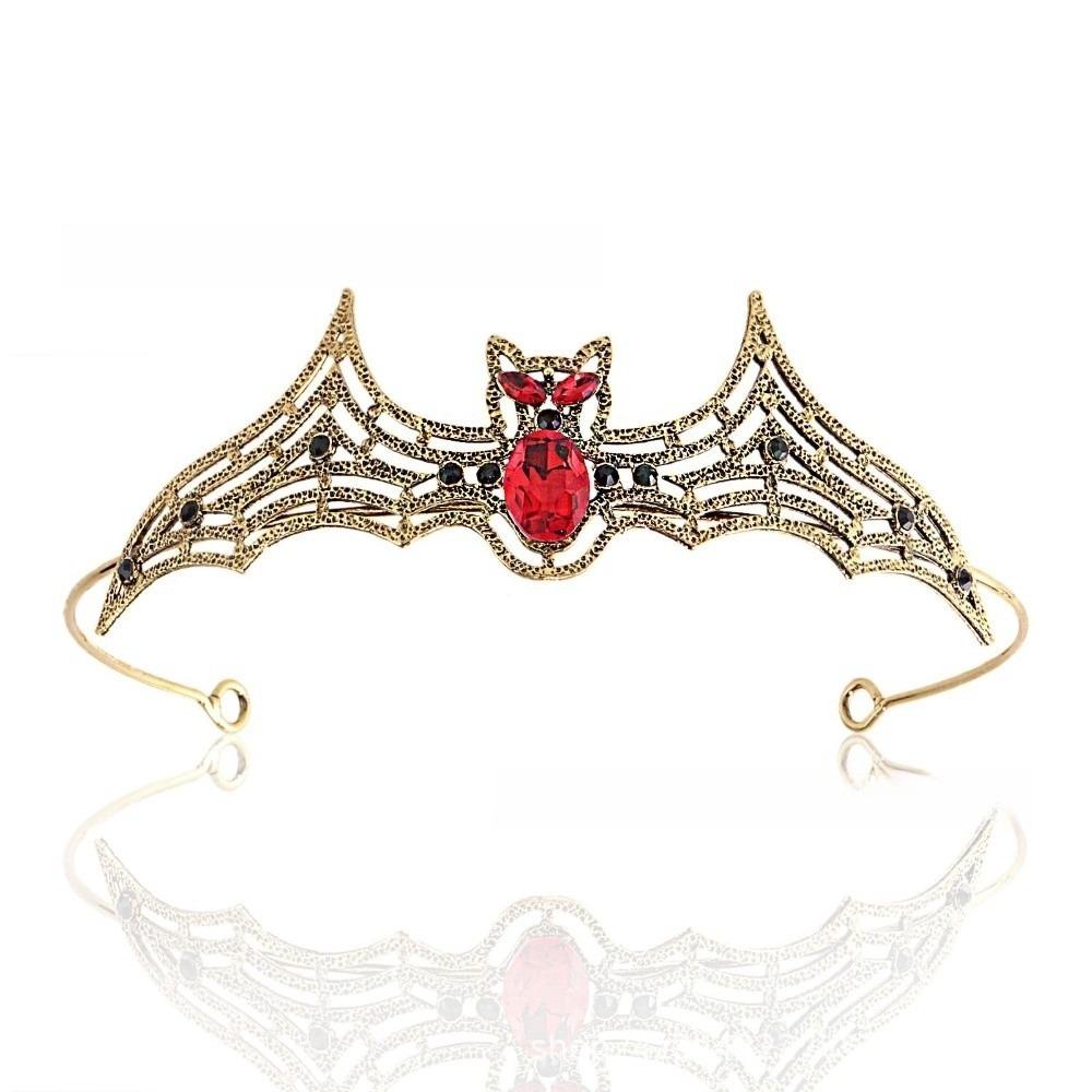 Sparkling Halloween Bat Hairband Metal Halloween Tiara Retro Rhinestone Crowns  Party