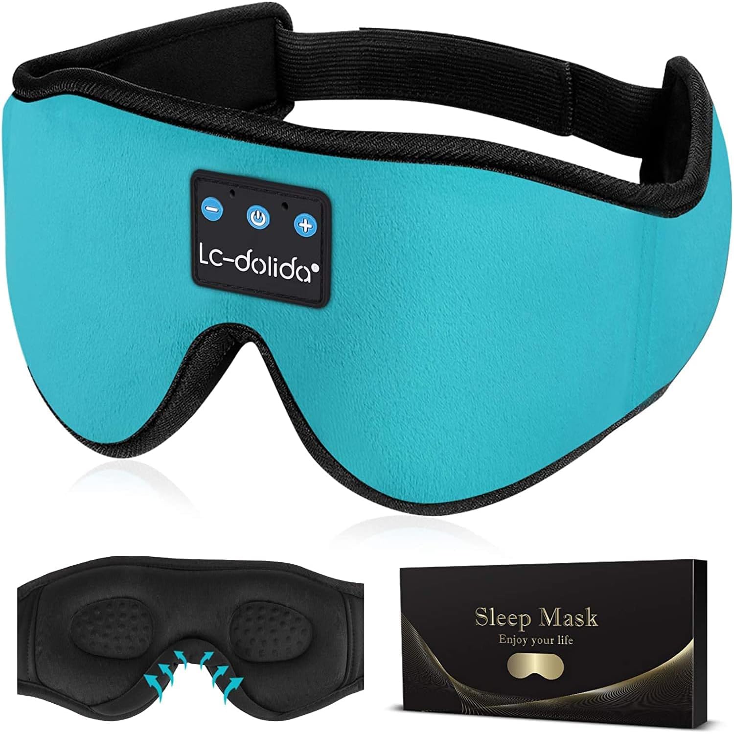 

Sleeping Eye Mask with Bluetooth Wireless Sleeping Headphones for Side Stereo Perfect for Certified Technical Light Blue LC-dolida Music, Sleepers, синій