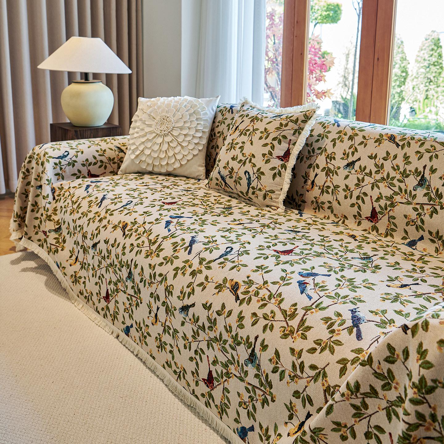 1Pc American Style Sofa Cover Cotton And Linen Thickened Boho Style All-Inclusive Piece Of Anti-Cat Scratch Sofa Cover 90X90CM