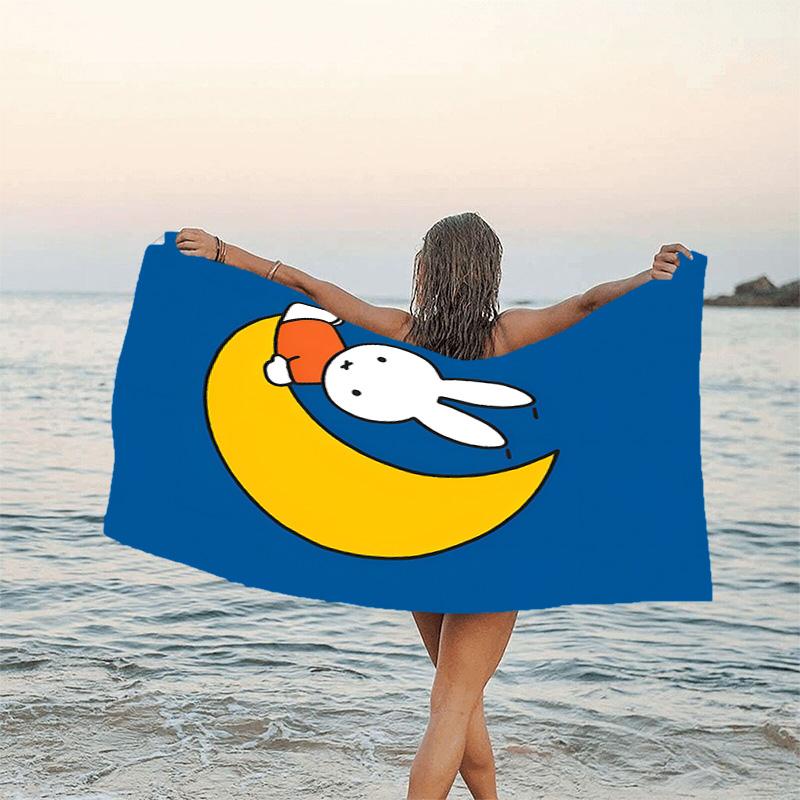 1pc Miffy4 Beach Towel, Beach and Seaside Swimming Pool Equipment, Fashion Pattern, Rectangular, Travel Essentials