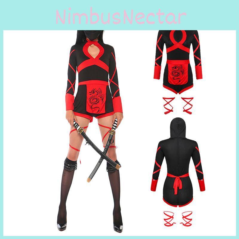 Stilvoller Ninja-Cosplay-Jumpsuit für Damen – perfekt für Halloween und Partys