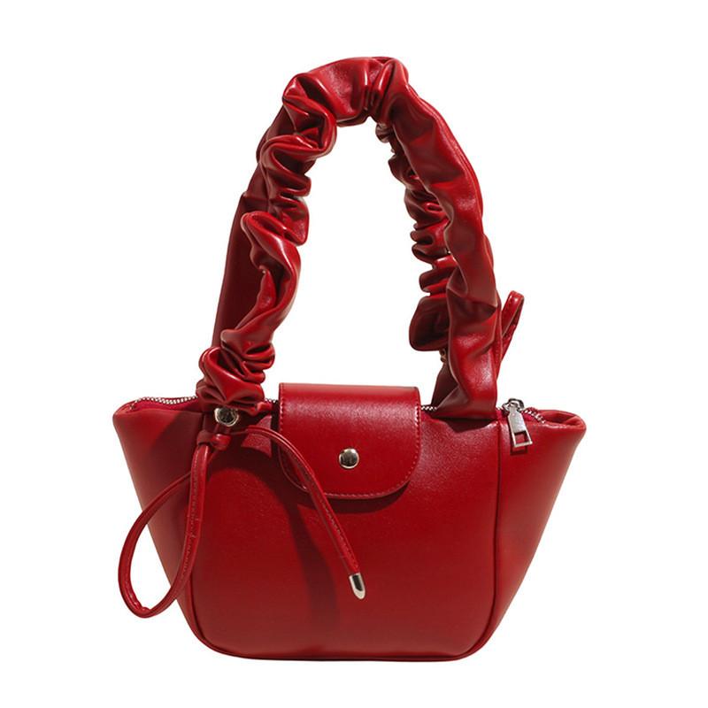 IELGY Ladies Shoulder Bag Pleated Portable Bow Portable Bucket Bag
