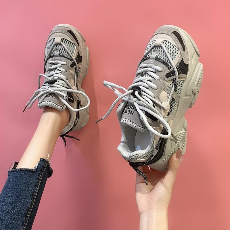 Robustní tenisky Dámské Platforma Reflexní Vysoce kvalitní Ležérní obuv Dámská Prodyšná Módní Všestranná Pár Obuv Plus Size