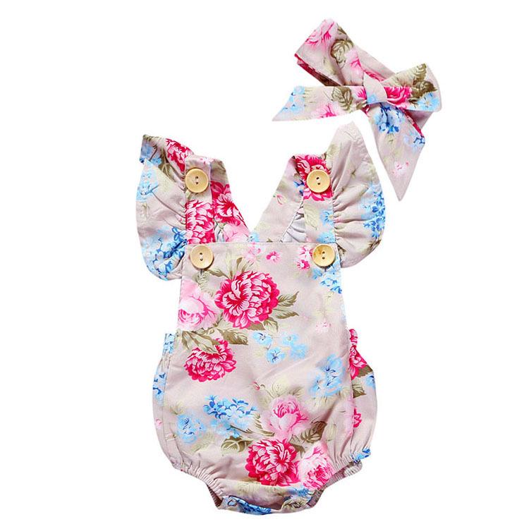 100 Days Baby Girl Flower Onesie & Headwear Set 100 cm
