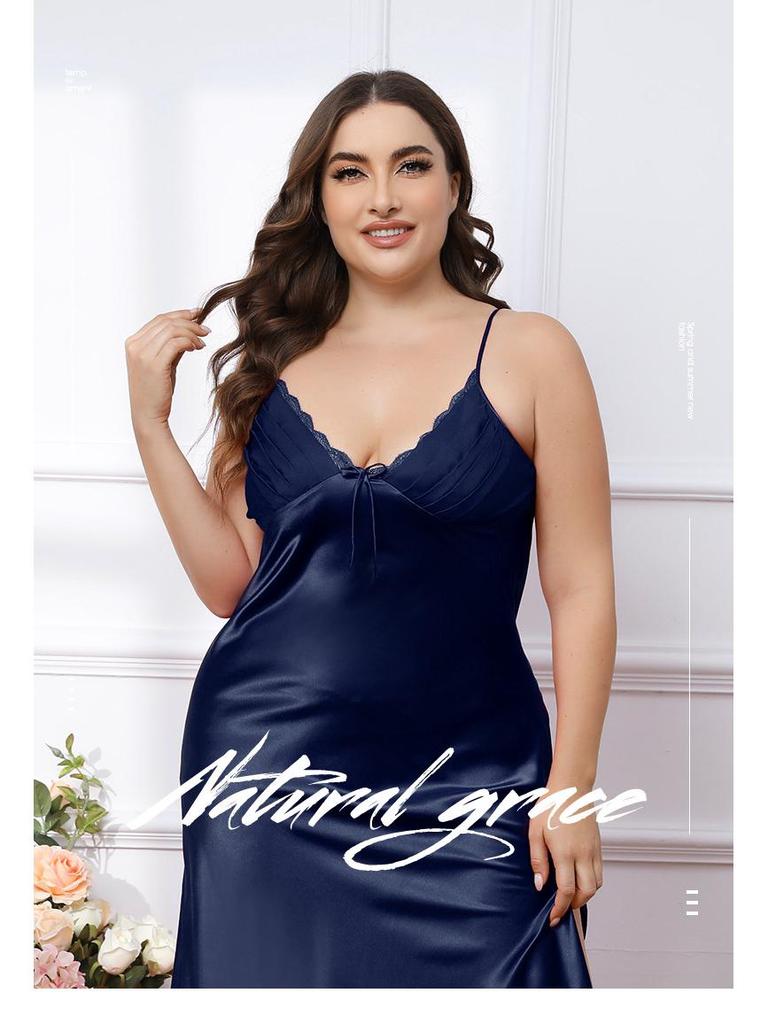 Yaoting Women's Plus Size Ice Silk Camisole Nightdress for Summer - CQ311