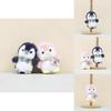 Charming Pink And Dark Grey Penguin Plush Toy Keyring Cute Backpack Accessory