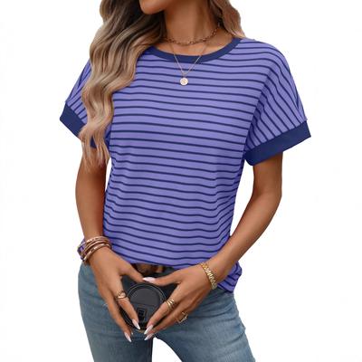 Summer New Women's Casual Round-neck Patchwork Short-sleeved Top T-shirt