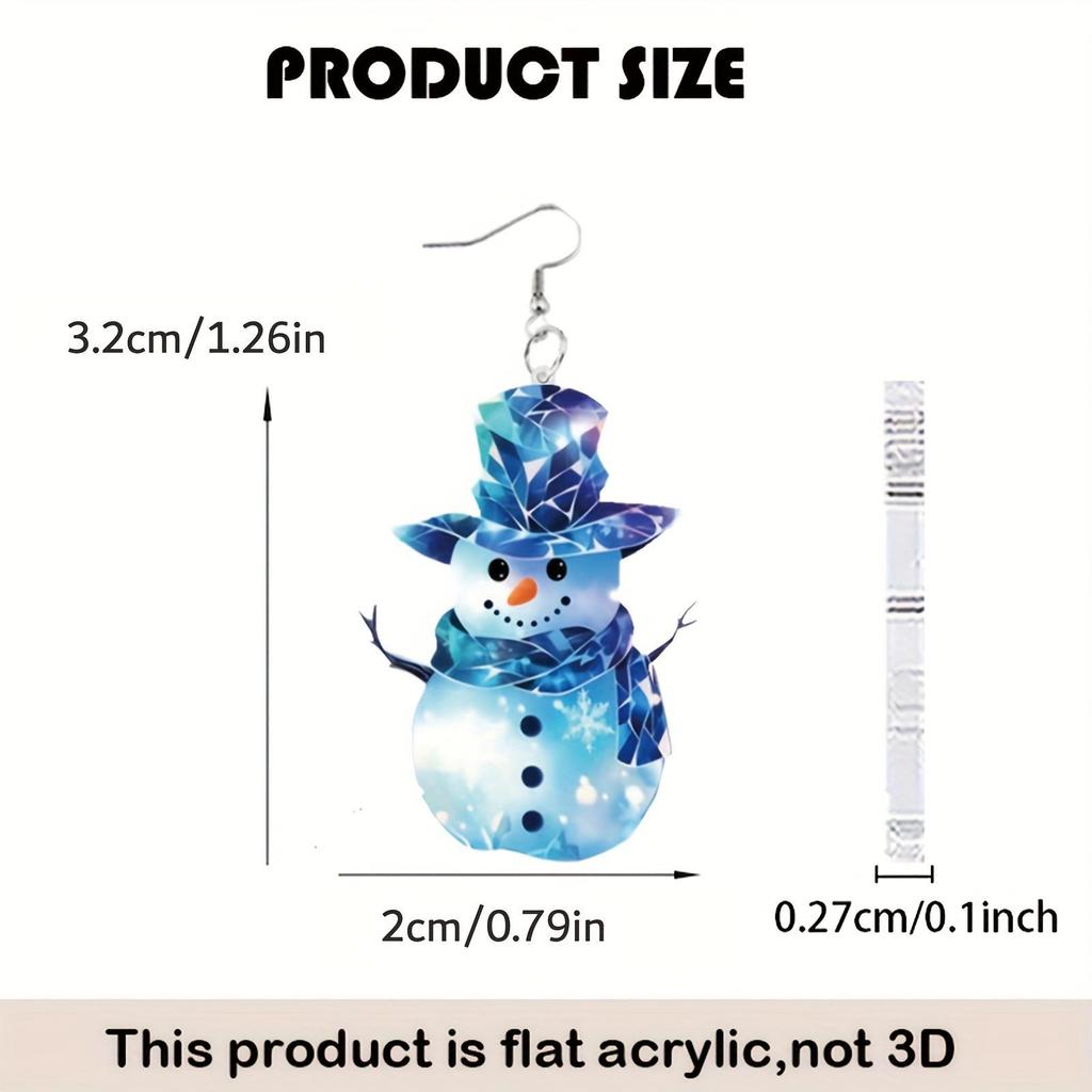 Snowman Double-Sided Acrylic Earrings - Lightweight, Durable Christmas Gift