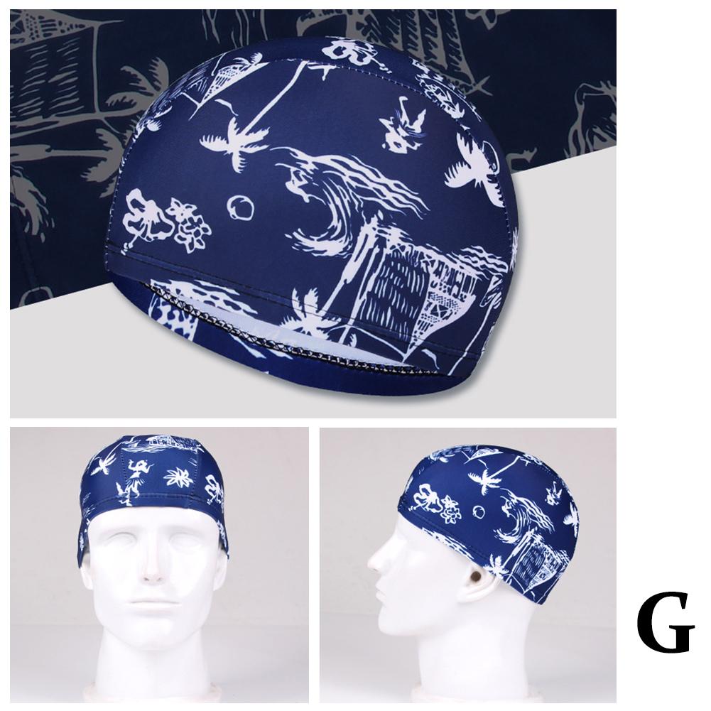 Adults Leaf Print Swimming Cap Ear Protection Non Slip Summer Pool Beach Swim Hat