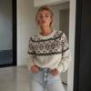 Autumn and winter new retro Nordic jacquard design daily stacking casual outer jacquard knitted sweater women