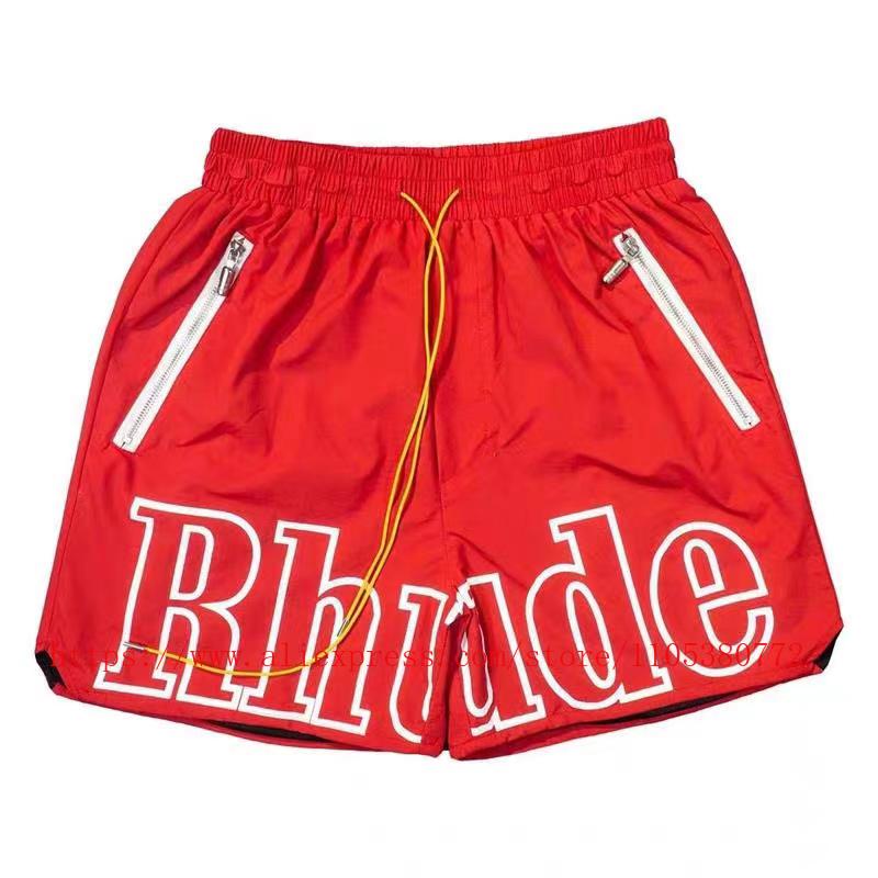 Latest Style RHUDE Men's Casual Shorts Hip Hop Elastic Waist Drawstring Zip Pocket Summer Street Leisure Beach Shorts