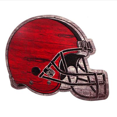 [R7016] - Retro Metal Sign 'American Football Helmet' Red Gray - 40x30 Cm