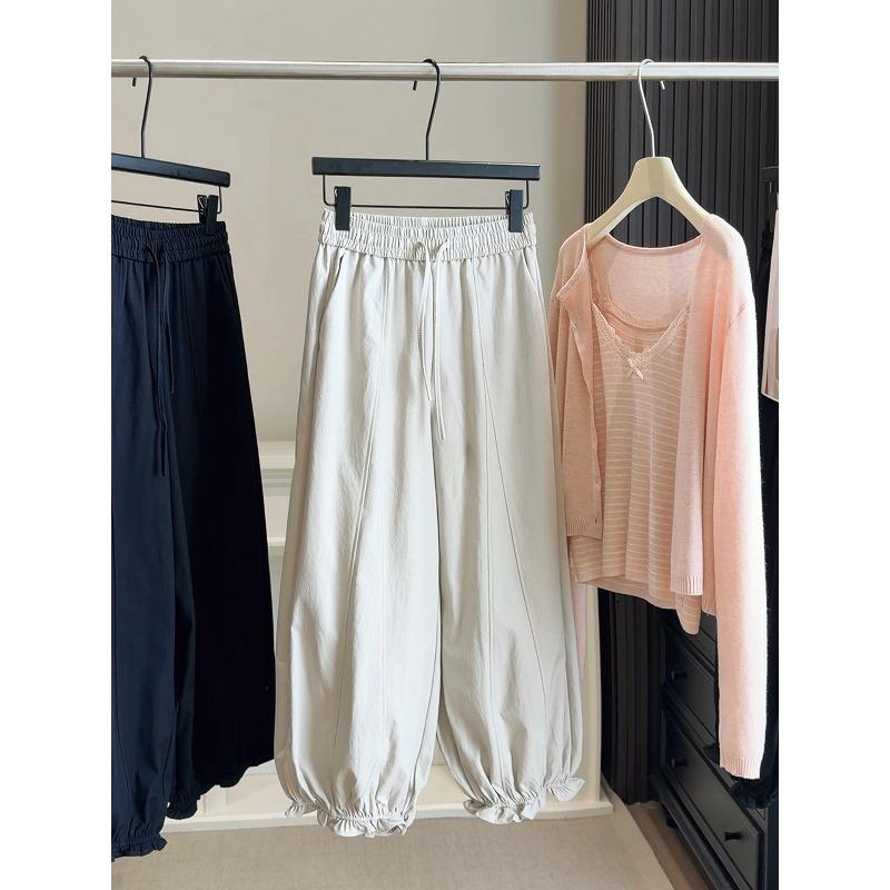 Korean Version of Casual Small Loose Wide-leg Bud Pants for Women's Spring and Autumn New High-waisted and Thin Nine-point Lantern Trousers