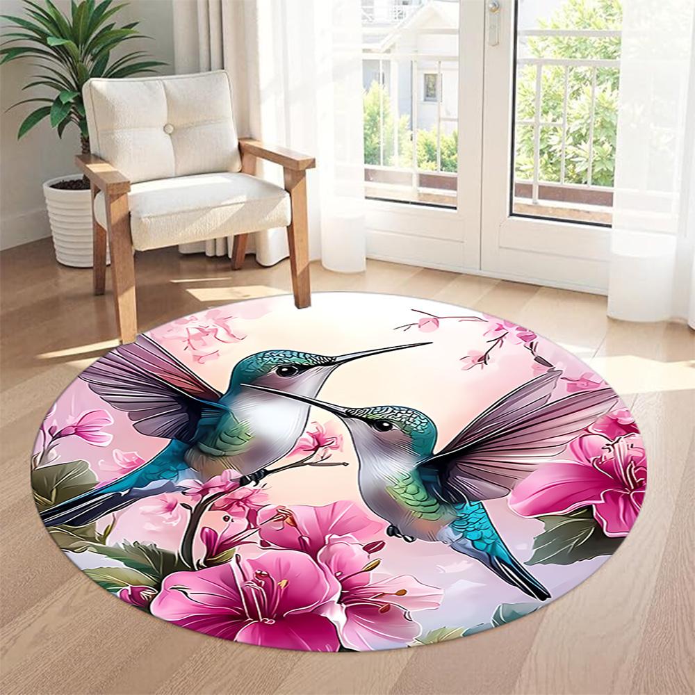 Bird Round Area Rug Suitable for Playrooms Decorate Room Dormitory Dining Room Anti-slip Round Rug Decorate Offices