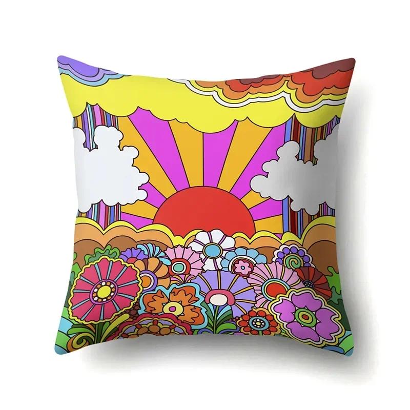 Sofa Pillowcase Home Cushion Cover Colorful Rainbow