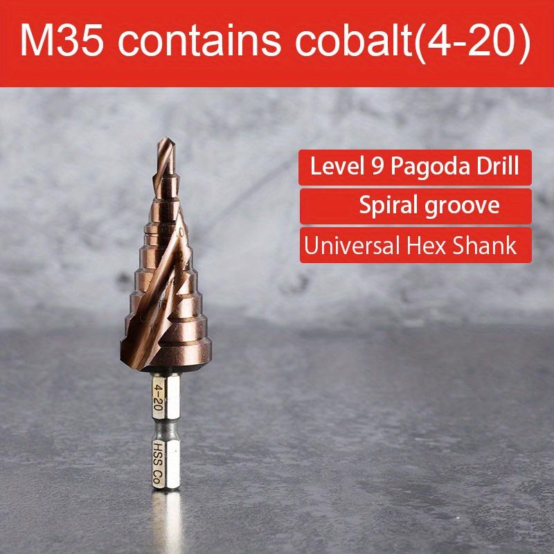 4-12/4-20/4-32mm M35 Cobalt Step Drill Bit Tapered HSS-CO HSS Drill Bit Spiral Groove Triangle Shank For Stainless Steel