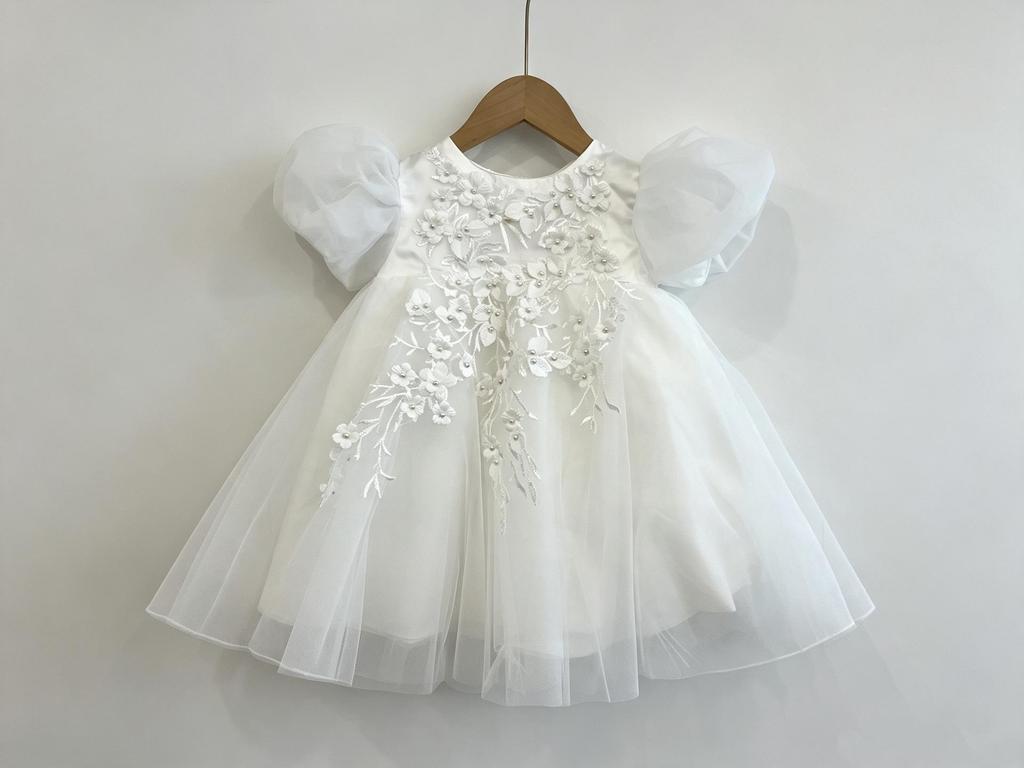 Korean Style High Waist Princess Dress for Baby Girl's First Birthday - Puffy Skirt & Wedding Flower Girl Design