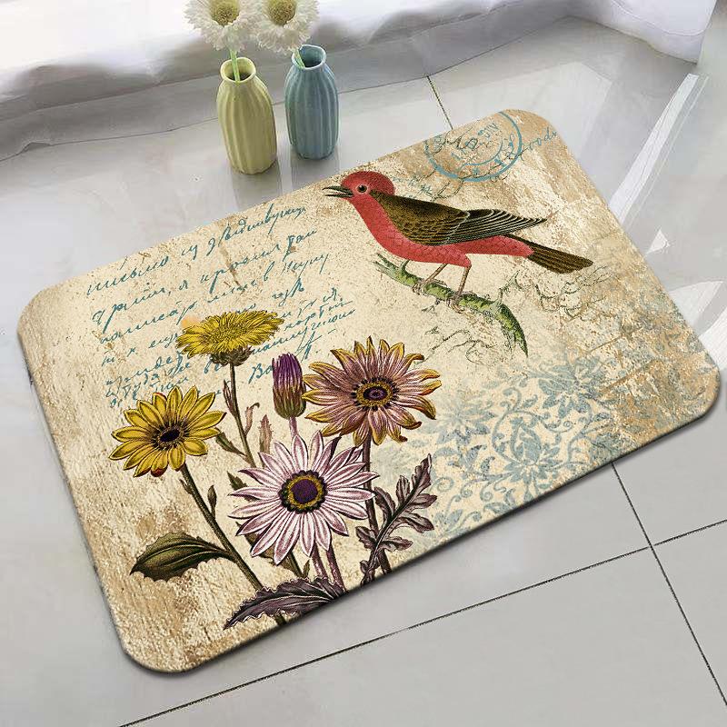 Retro Rural Style Floor Mat Entrance Mat Bathroom Door Mat Absorbent Carpet Living Room Coffee Table Mat
