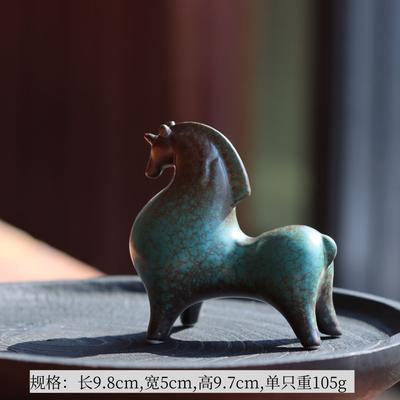 Tang Ma Figur Kleine Dekoration mit Anhänger für Wohnzimmer, Eingangsschrank, Tischplatte, mit einem Pferd.