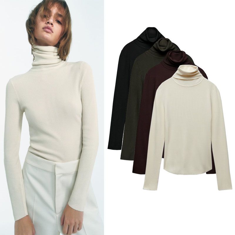 Fall and Winter Bottoming Long Sleeves Stand Collar Skinny Thin Pullover