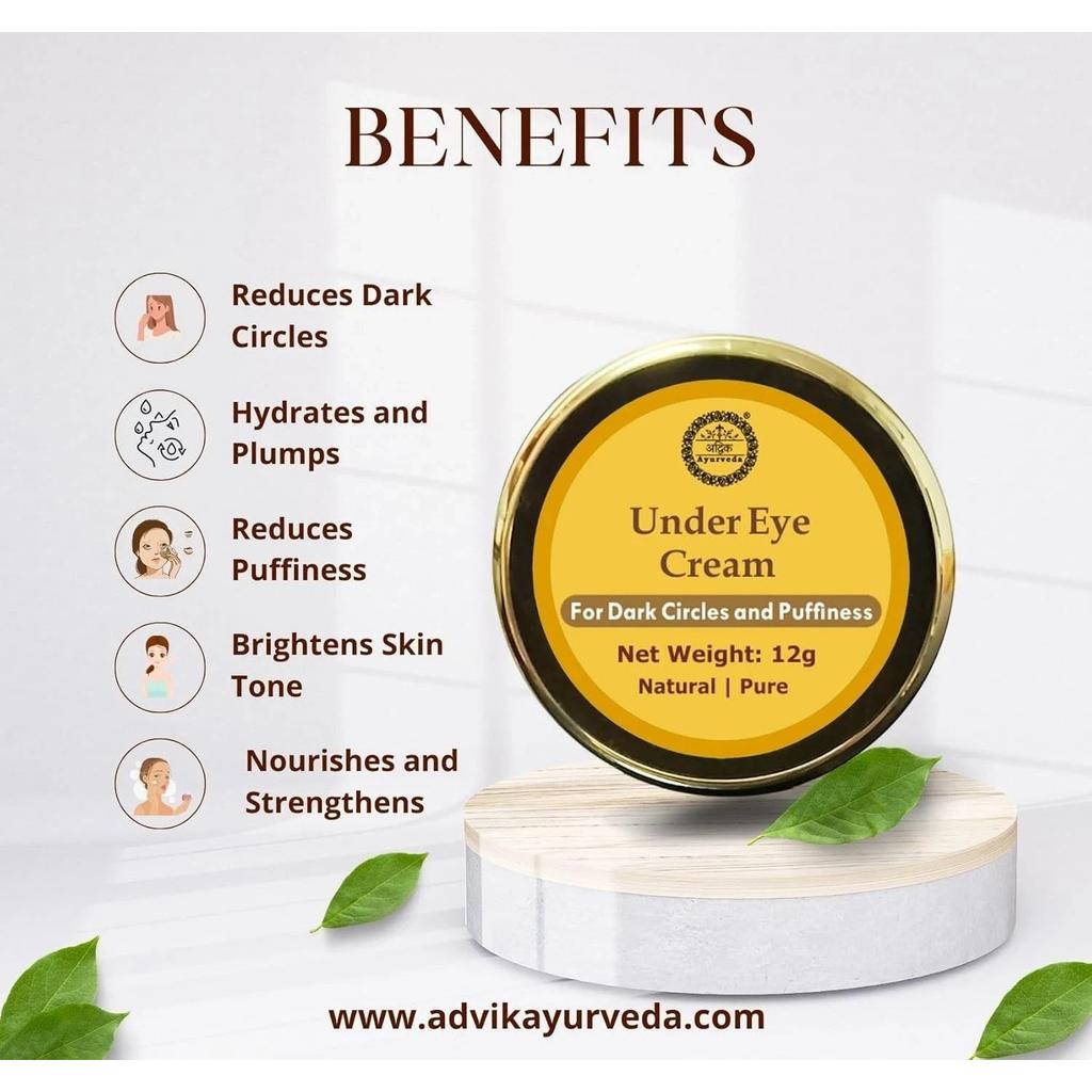 Advik Ayurveda Under Eye Cream For Dark Circles, Puffiness 12gm