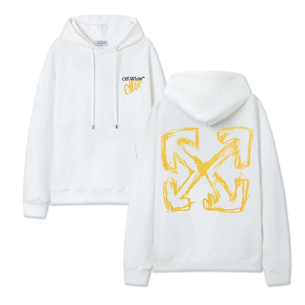 9098 Off-White 2025 Jesień i Zima Nowy Wzór Strzałki z Wirującymi Literami OW Męska i Damska Bluza z Kapturem