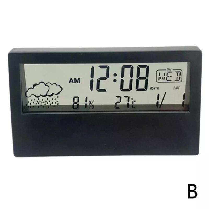 

Weather Stations Temperature Meter Large Display Indoor Thermometers Hygrometer Gauges with Time Display чёрный