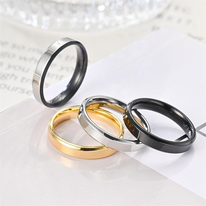 Temperament Versatile Plain Ring Bevel Angle, Titanium Steel Ring Women's Trendy Couple Ring Hand Accessories