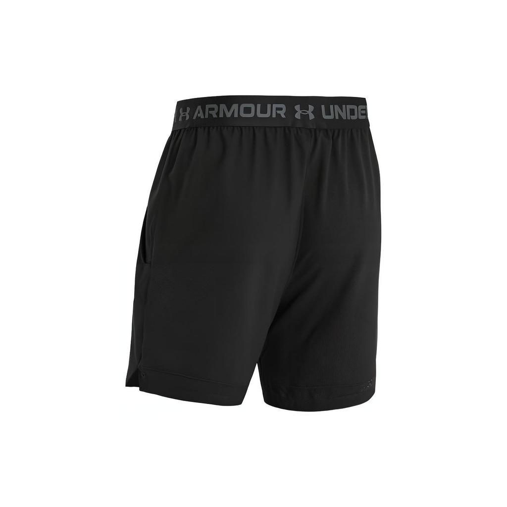 Under Armour Solid Color Logo Print Straight Shorts Men Bottoms Black 1373718-001