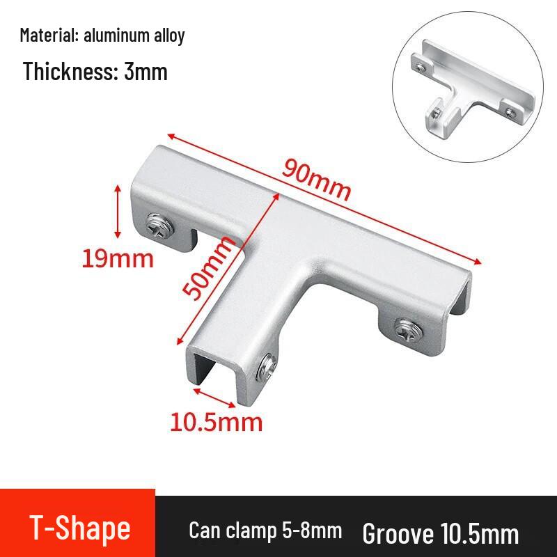 L-Shaped Right Angle Aluminum Kitchen Sink Clamp & Glass Shelf Clip