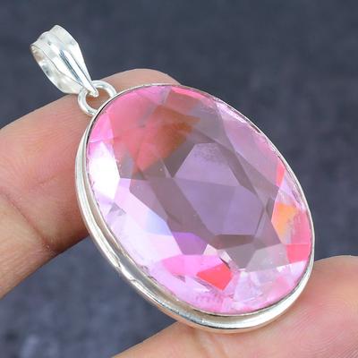 Pink Kunzite Gemstone Handmade 925 Sterling Silver Jewelry Pendant 2.05" L1D88