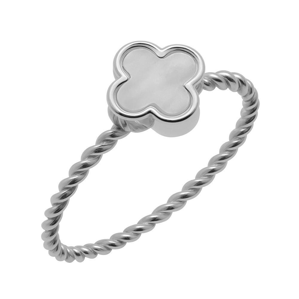 Elegant Mini Titanium Steel Ring for Women: Niche Design with Inlaid Mother-of-Pearl