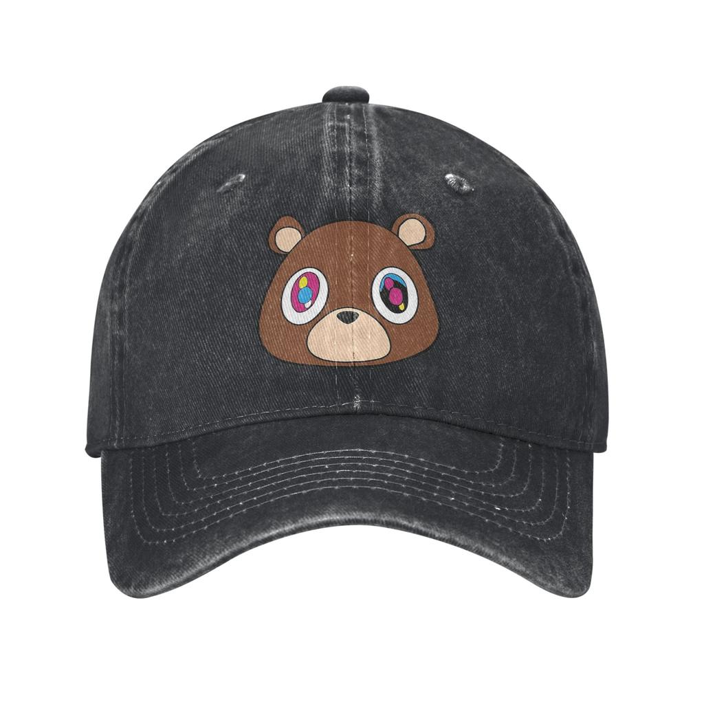 Kanye West Baseball Cap Vintage Distressed Denim Cutie Bear Snapback Cap for Men Women Outdoor Travel Adjustable Fit Hats Cap