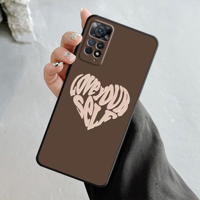 Fashion Brown Love Wood Grain Texture Case For Xiaomi Redmi Note 11t 11s 11 10 8 Pro 9 9s 9t 8t For Mi 10 8 9a 9c 10c 12c K60
