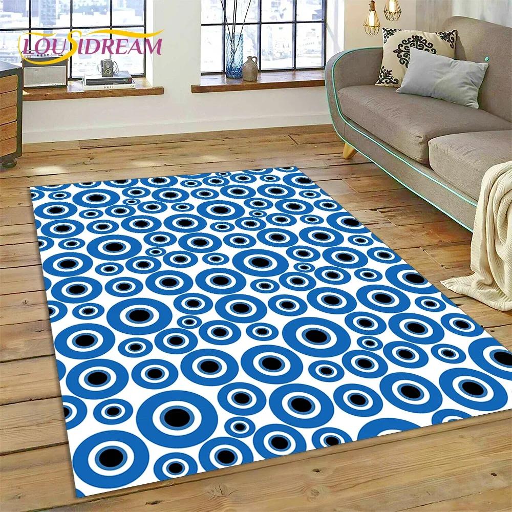 Evil Eye Turkey Blue Nazar Eye of Horus Carpet Rug for Bedroom Living Room Home Sofa Decoration,Child Game Large Decor Floor Mat