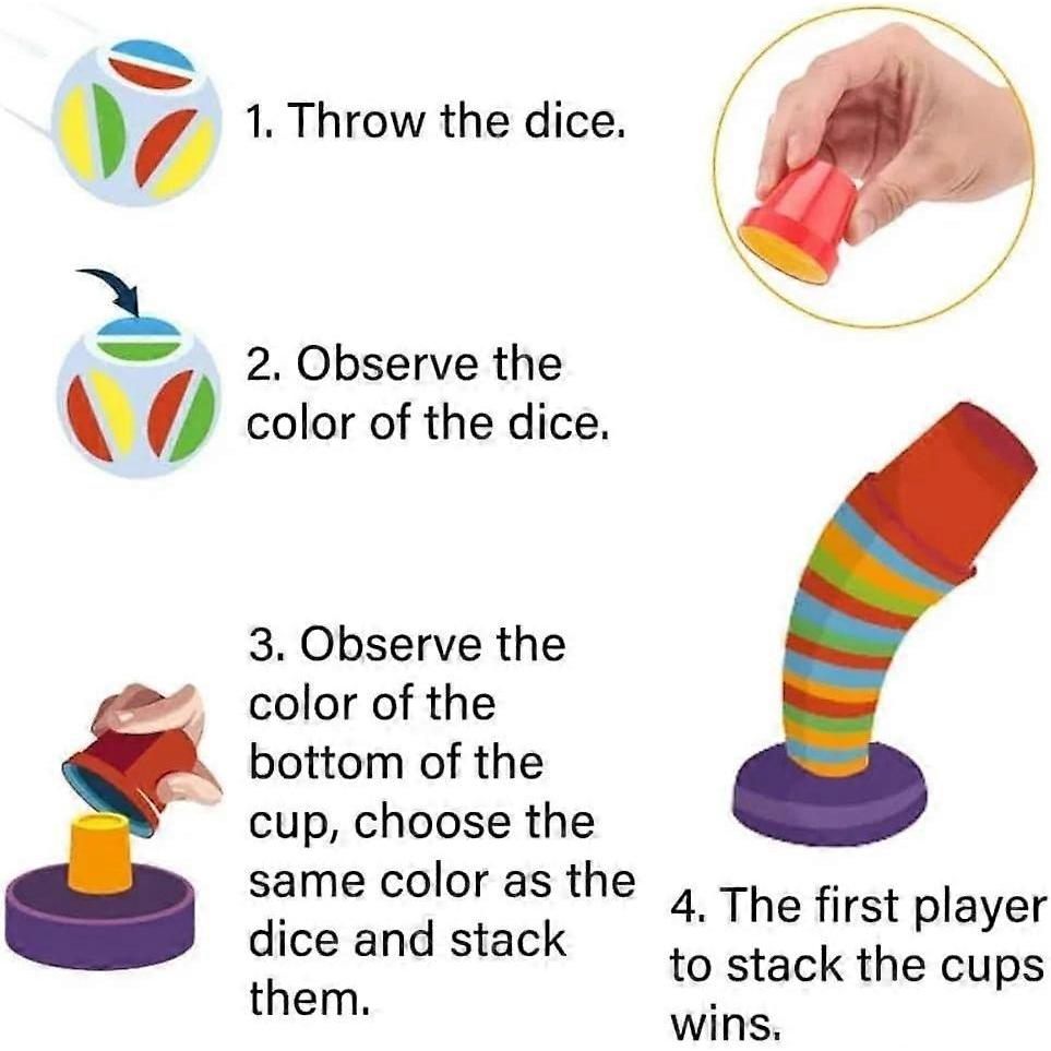 Tabletop Competitive Cup Stacking Game, Color Stacking Challenge Game, Speed Cup
