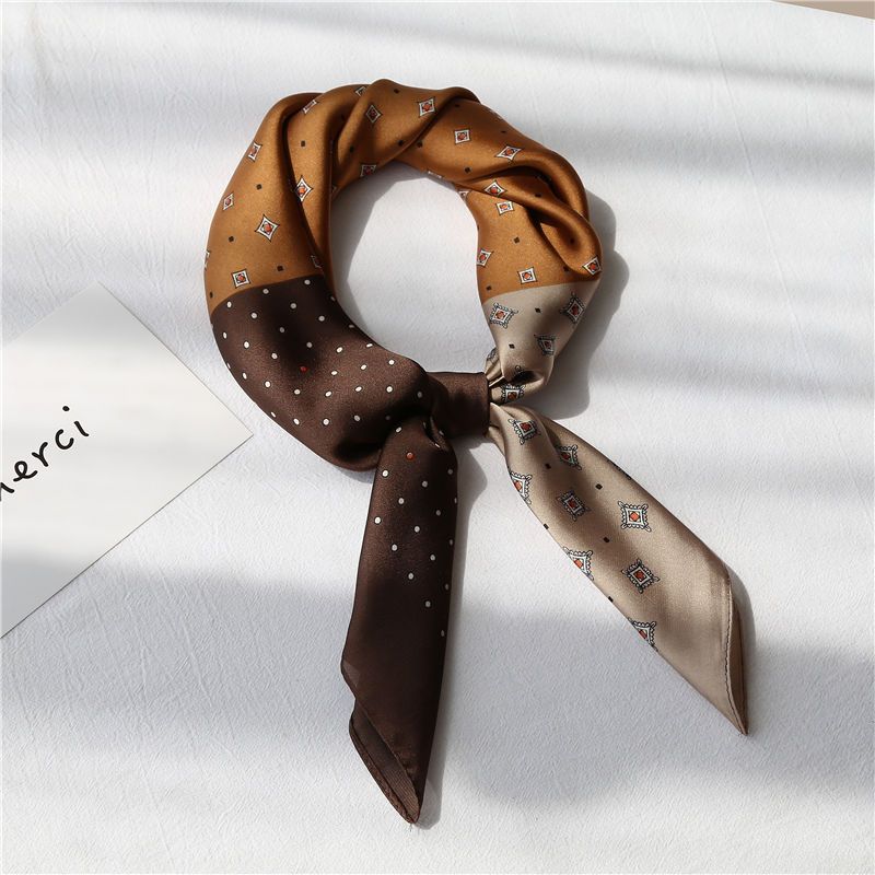 

Женский шелковый шарф | Стильная повязка для волос Квадратный шарф с принтом «гусиная лапка» Премиальный шарф для леди 70*70cm