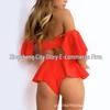 2024 European & American High-Waisted Ruffle Bikini Set - Solid Color Swimwear